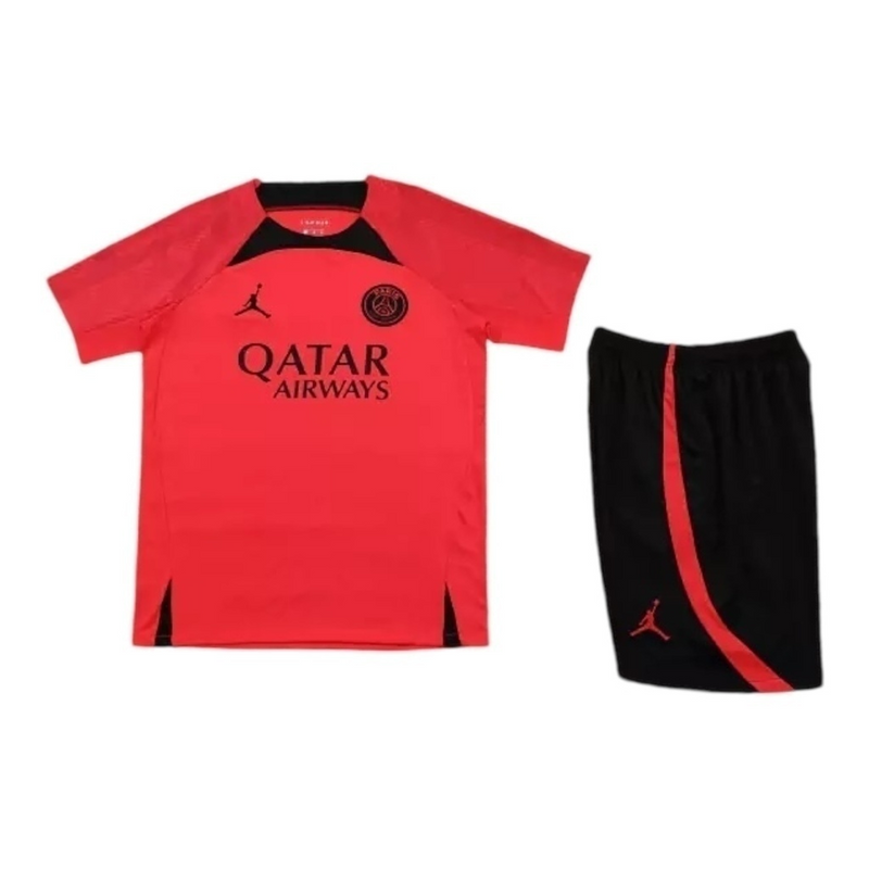 Kit Treino adulto - Camisa e Shorts - Paris Saint-Germain Nike 23/24 - Vermelho e preto