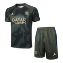 Kit Treino adulto - Camisa e Shorts - Paris Saint-Germain Jordan 24/25 - Verde camuflado