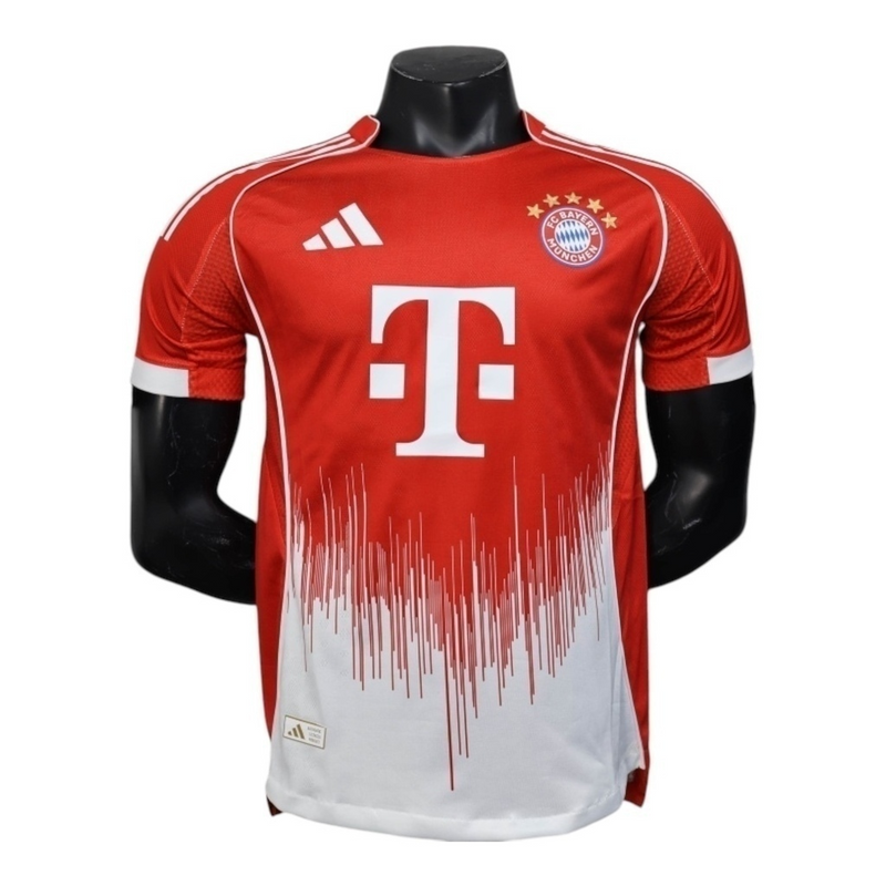 Camisa Bayern de Munique I 25/26 - Jogador Adidas Masculina - Vermelha com detalhes em branco