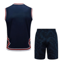 Kit Treino adulto - Camisa e Shorts - Paris Saint-Germain Jordan 23/24 - Azul com detalhes em vermelho