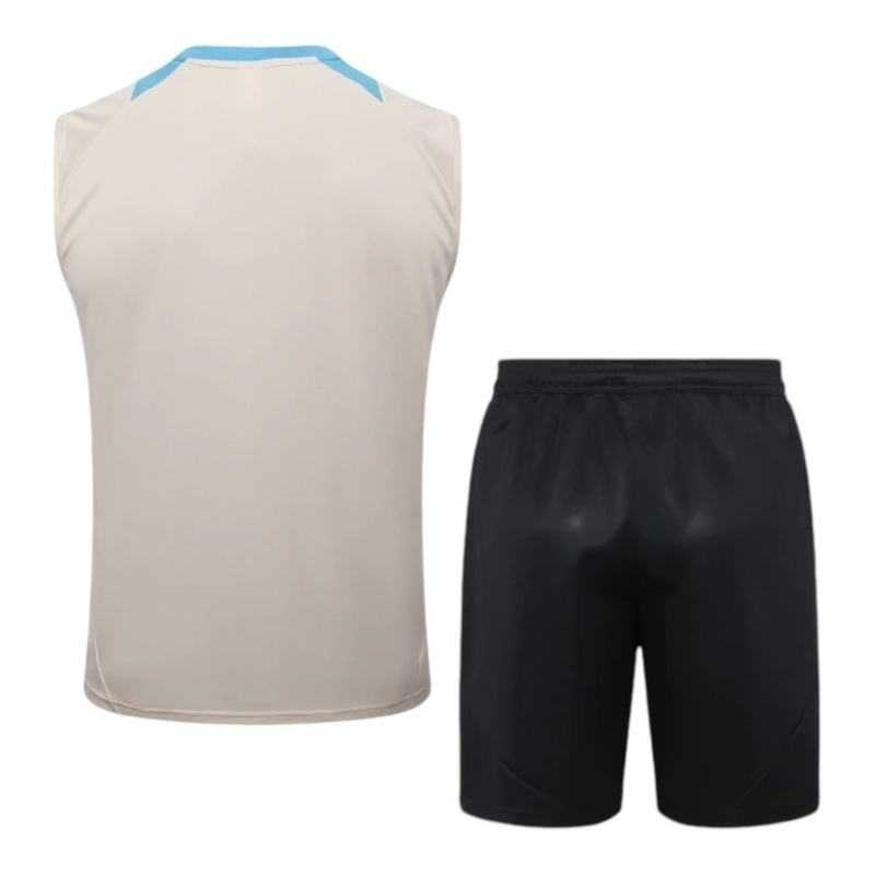 Kit Treino adulto - Camisa e Shorts - Seleção Argentina Adidas 24/25 - Bege e preto com detalhes em azul