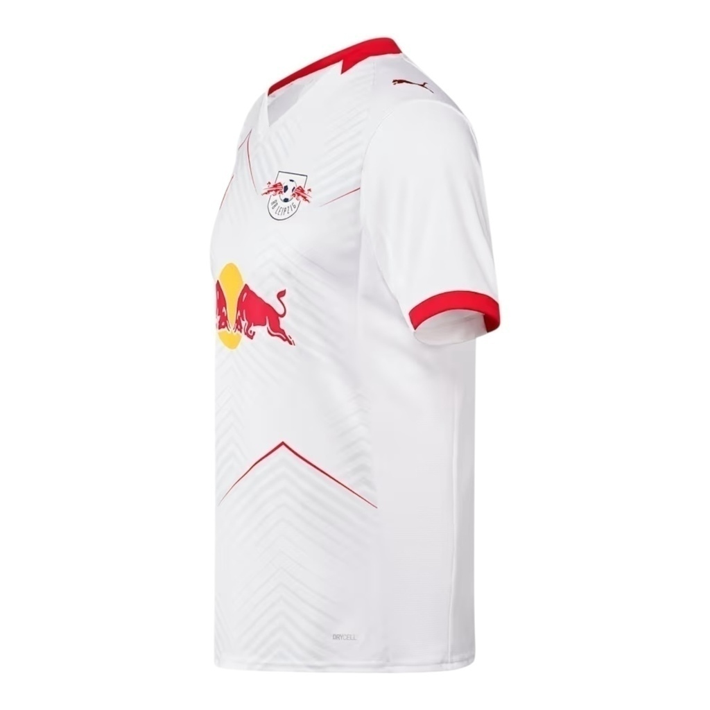 Camisa Red Bull Leipzig I 25/26 - Torcedor Puma Masculina - Branca com detalhes em vermelho