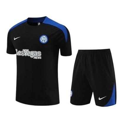 Kit Treino adulto - Camisa e Shorts - Inter de Milão Nike 24/25 - Preto com detalhes em azul