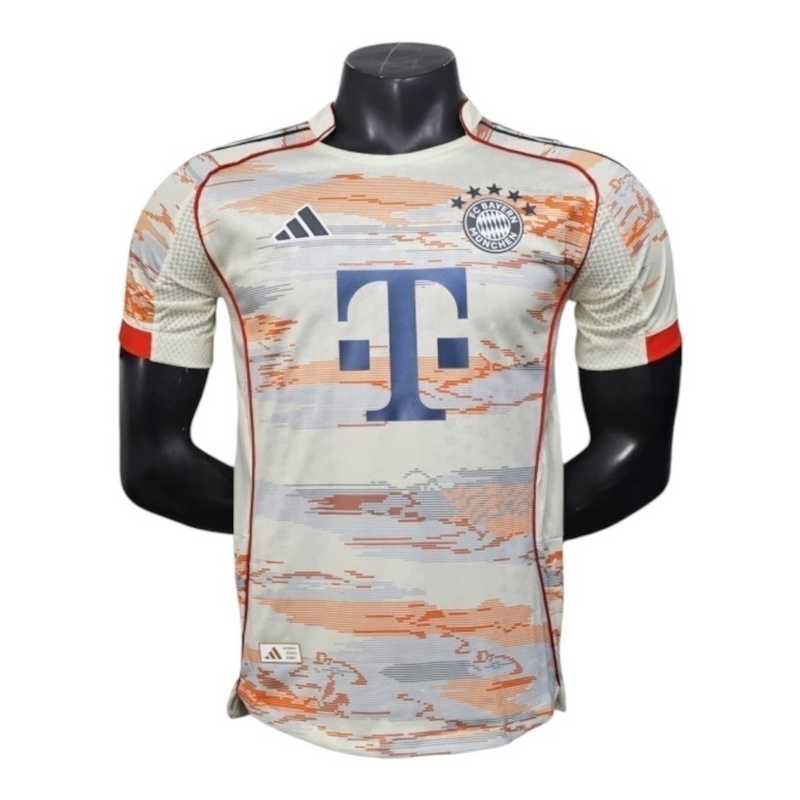 Camisa Bayern de Munique II 25/26 - Jogador Adidas Masculina - Bege com detalhes em vermelho e azul