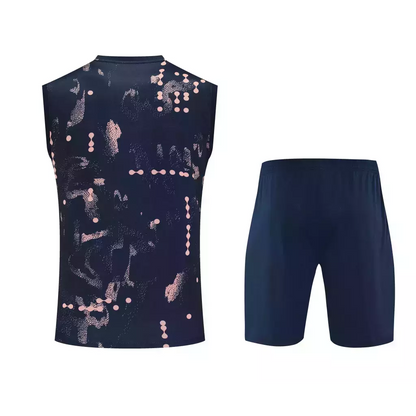 Kit Treino adulto - Camisa e Shorts - Chelsea Nike 24/25 - Azul com detalhes em salmão