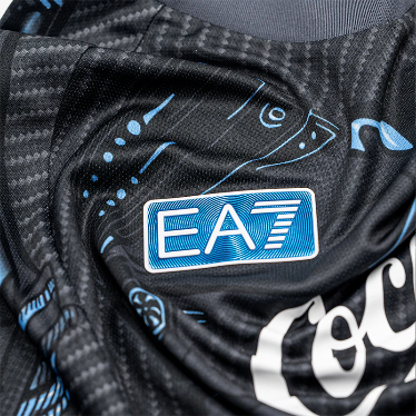 Camisa Napoli Treino 25/26 - Torcedor EA7 Masculina - Cinza com detalhes em azul