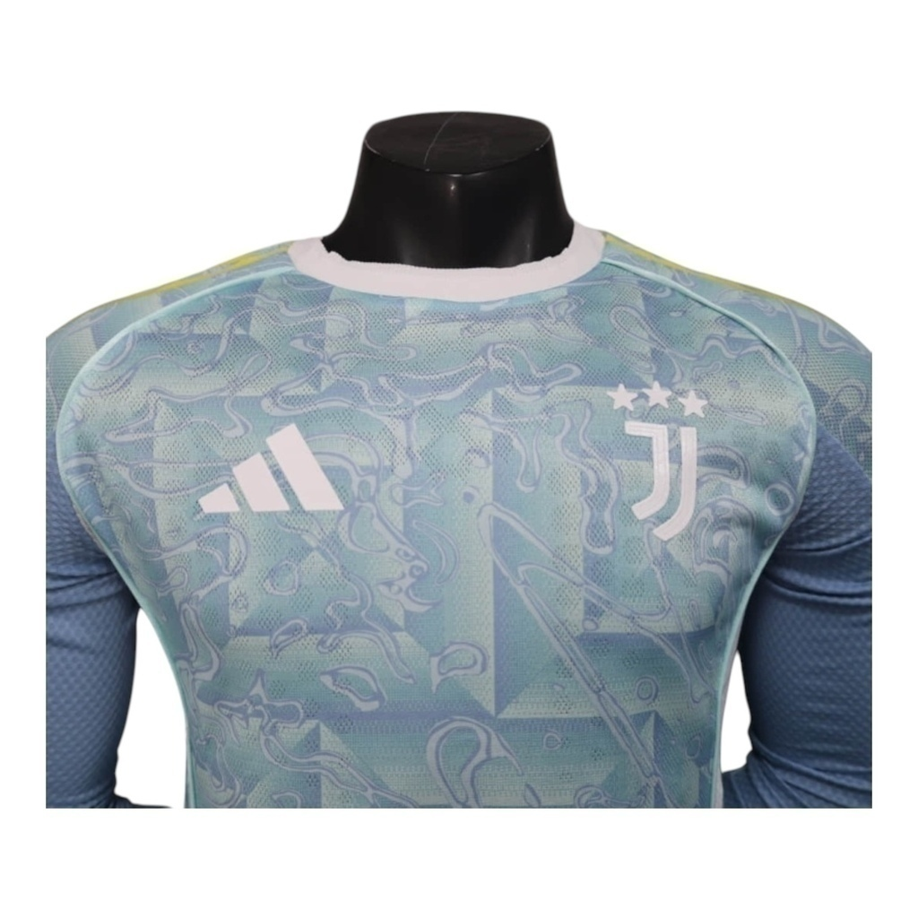 Camisa Juventus II 25/26 manga longa - Jogador Adidas Masculina - Azul com detalhes em branco e amarelo