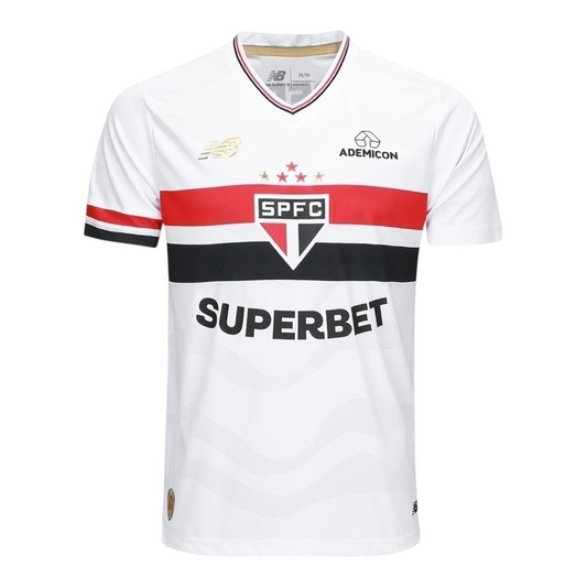 Camisa SP I 25/26 - torcedor - Branca com detalhes em vermelho e preto -