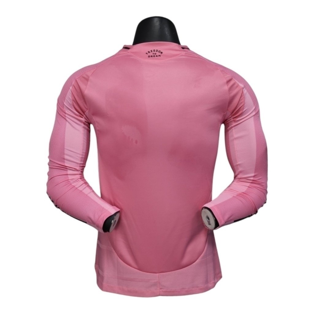 Camisa Inter Miami I 25/26 manga longa - Jogador Adidas Masculina - Rosa com detalhes em preto