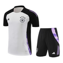 Kit Treino adulto - Camisa e Shorts - Seleção Alemanha Adidas 24/25 - Branco e preto com detalhes em roxo