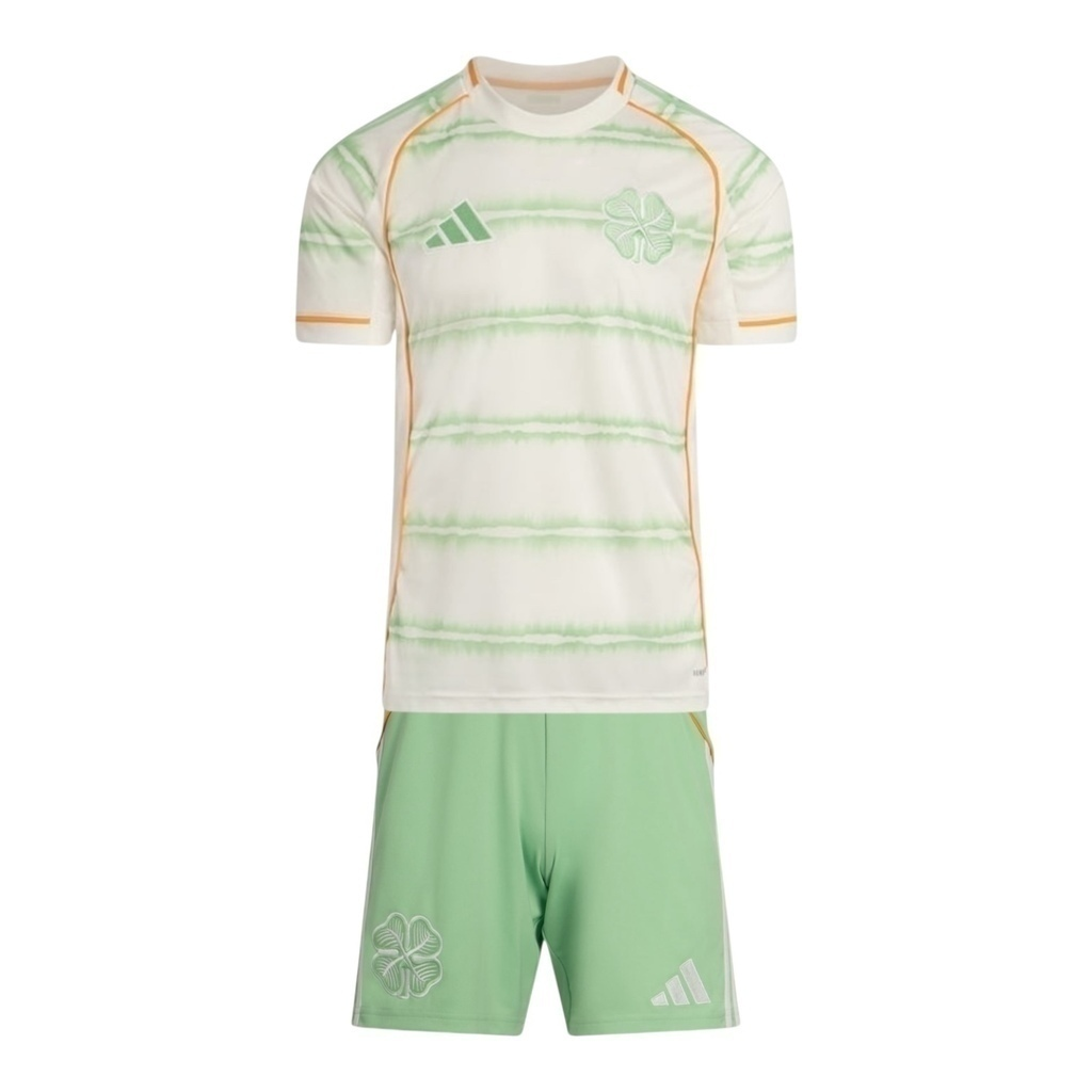 Kit Infantil Celtic III 25/26 - Adidas - Branco e verde