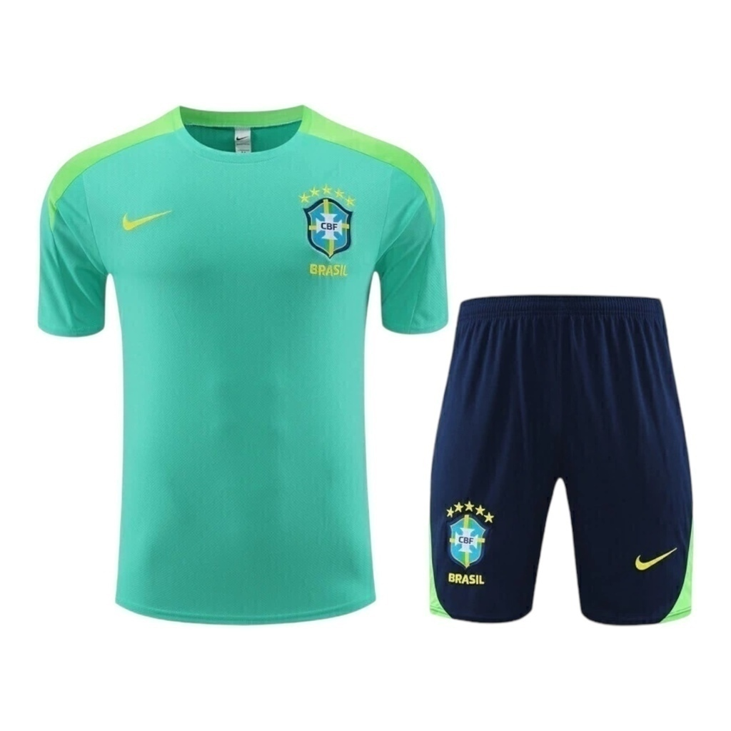 Kit Treino adulto - Camisa e Shorts - Seleção Brasileira Nike 24/25 - Azul e verde