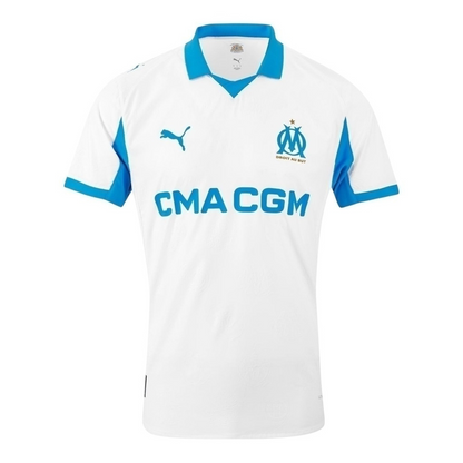 Camisa Olympique Marseille I 25/26 - Torcedor Puma Masculina - Branca e azul