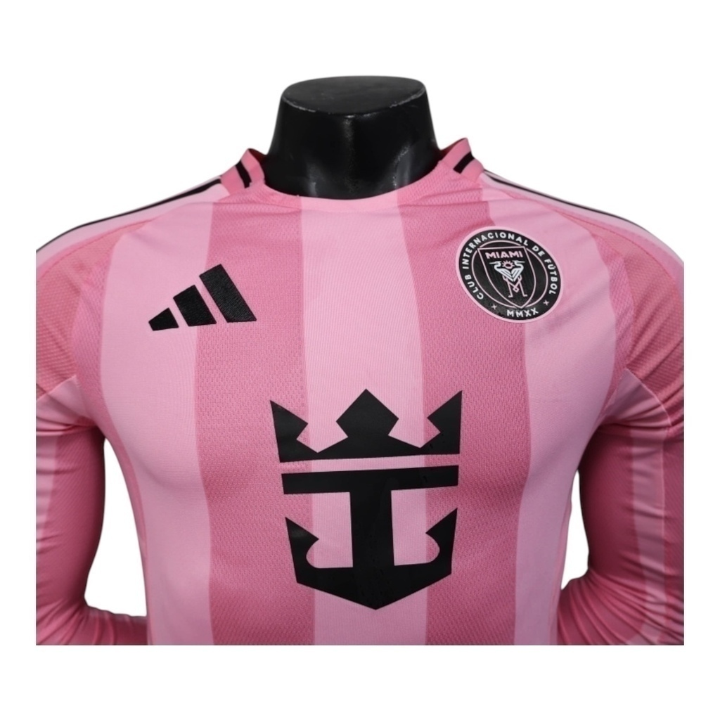 Camisa Inter Miami I 25/26 manga longa - Jogador Adidas Masculina - Rosa com detalhes em preto