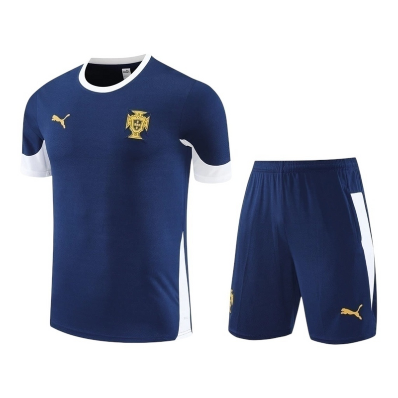 Kit Treino adulto - Camisa e Shorts - Seleção Portugal Nike 25/26 - Azul com detalhes em branco