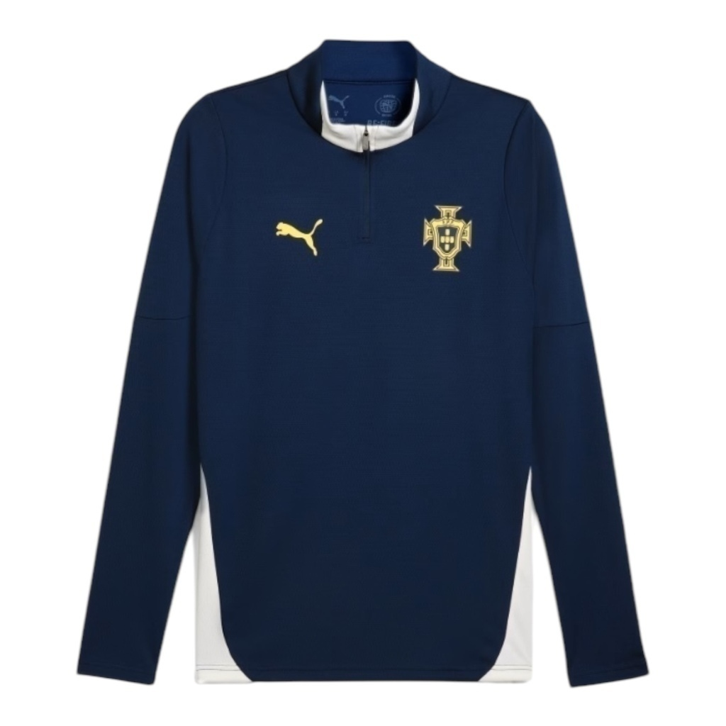 Camisa Seleção Portugal Treino 25/26 manga longa - Torcedor Puma Masculina - Azul com detalhes em branco