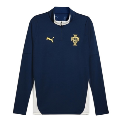 Camisa Seleção Portugal Treino 25/26 manga longa - Torcedor Puma Masculina - Azul com detalhes em branco