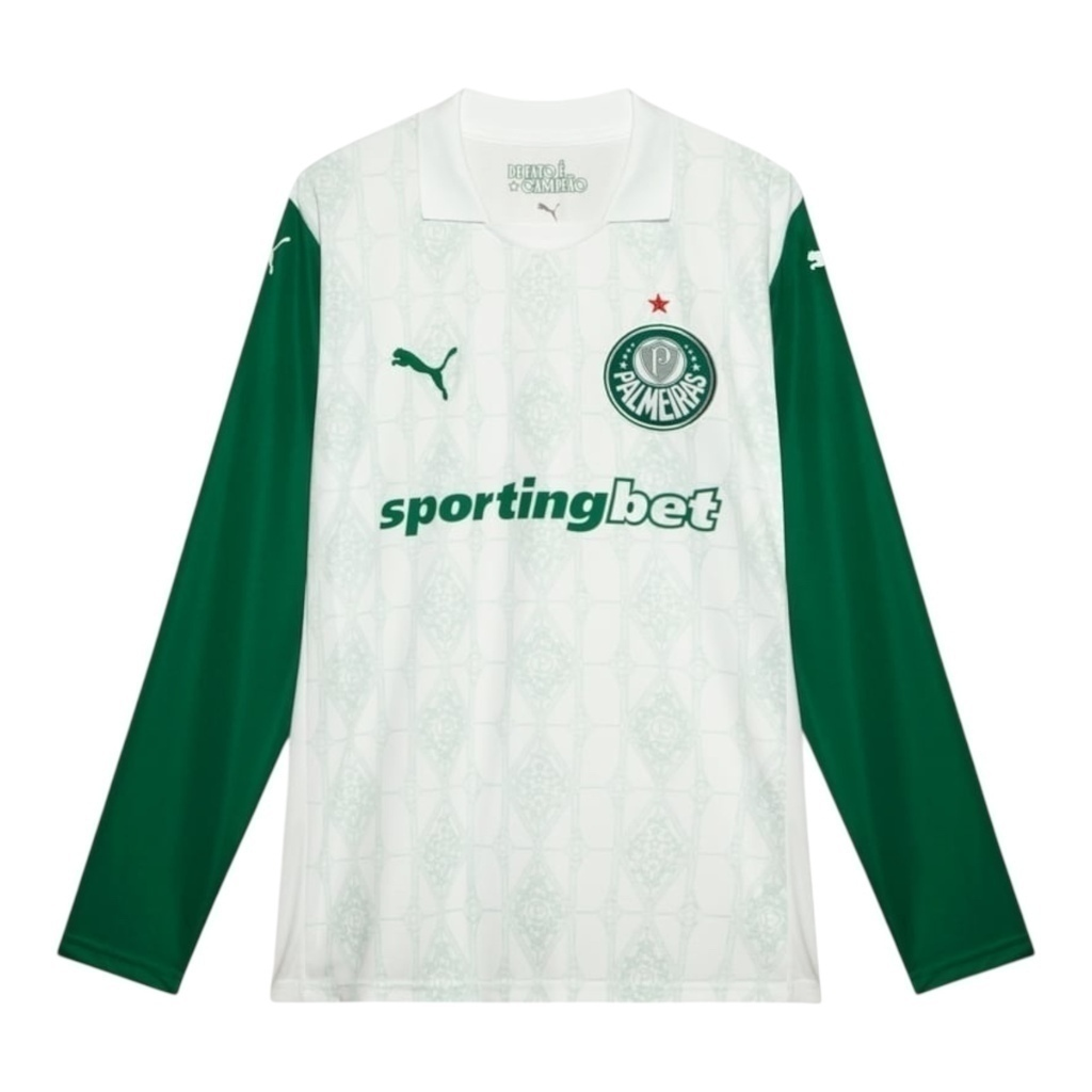 Camisa Palmeiras II 25/26 manga longa - Torcedor Puma Masculina - Branca e verde