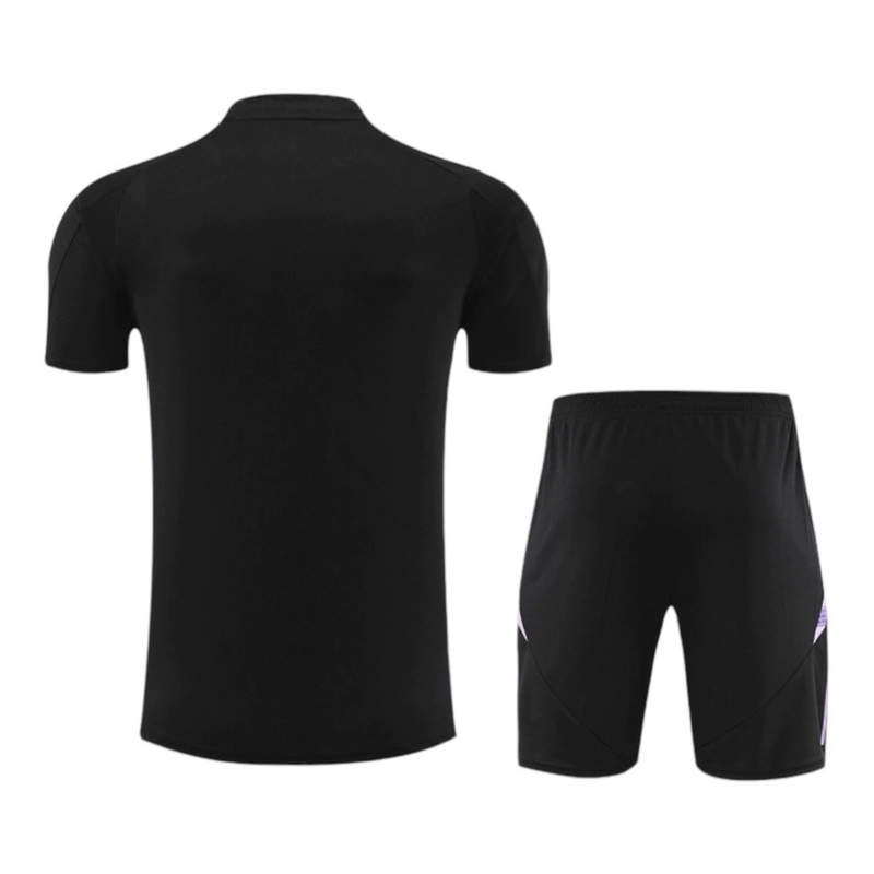Kit Treino adulto - Camisa e Shorts - Seleção Alemanha Adidas 24/25 - Preto com detalhes em roxo