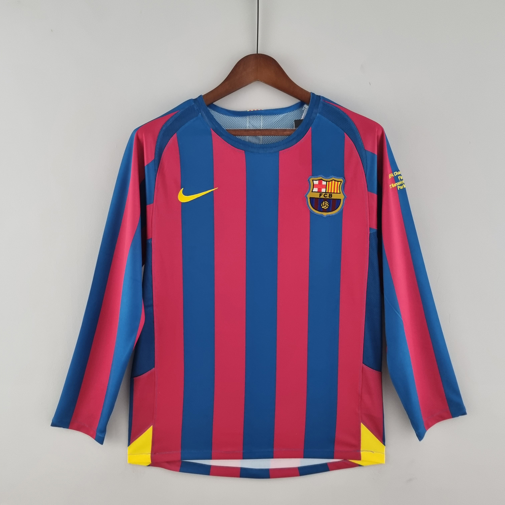 Camisa Barcelona retro manga longa 05/06