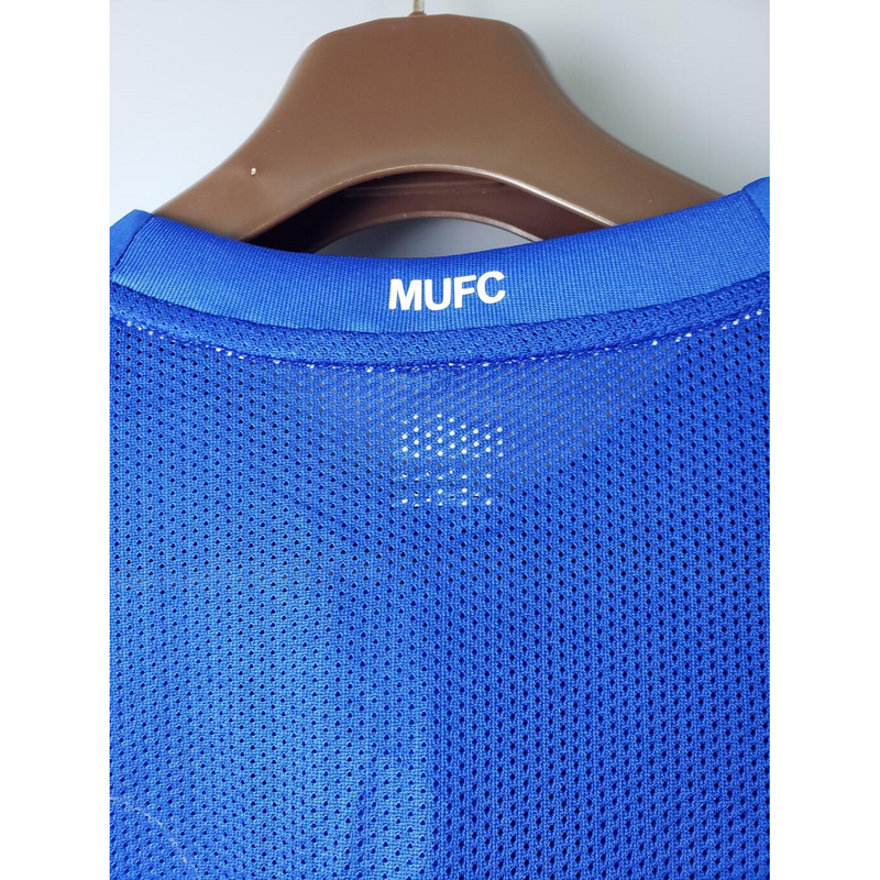 Manchester united 2007/08 retrô, manga longa - Azul
