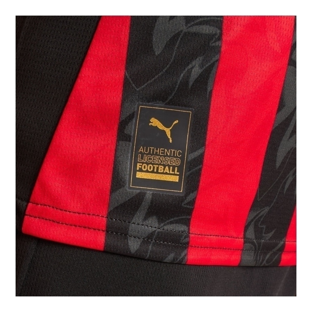 Camisa AC Milan I 25/26 manga longa - Torcedor Puma Masculina - Preta e vermelha com detalhes em cinza