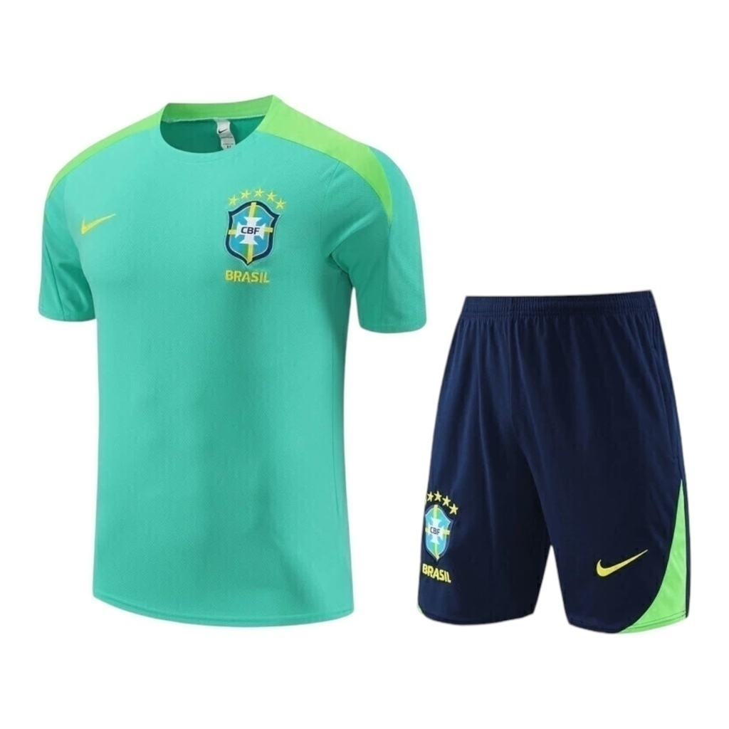 Kit Treino adulto - Camisa e Shorts - Seleção Brasileira Nike 24/25 - Azul e verde