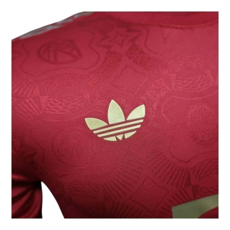 Camisa Bayern de Munique Edição especial Aniversário de 125 anos 25/26 - Jogador Adidas Masculina - Vinho com detalhes em dourado