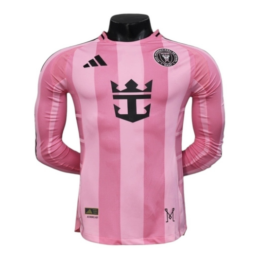 Camisa Inter Miami I 25/26 manga longa - Jogador Adidas Masculina - Rosa com detalhes em preto