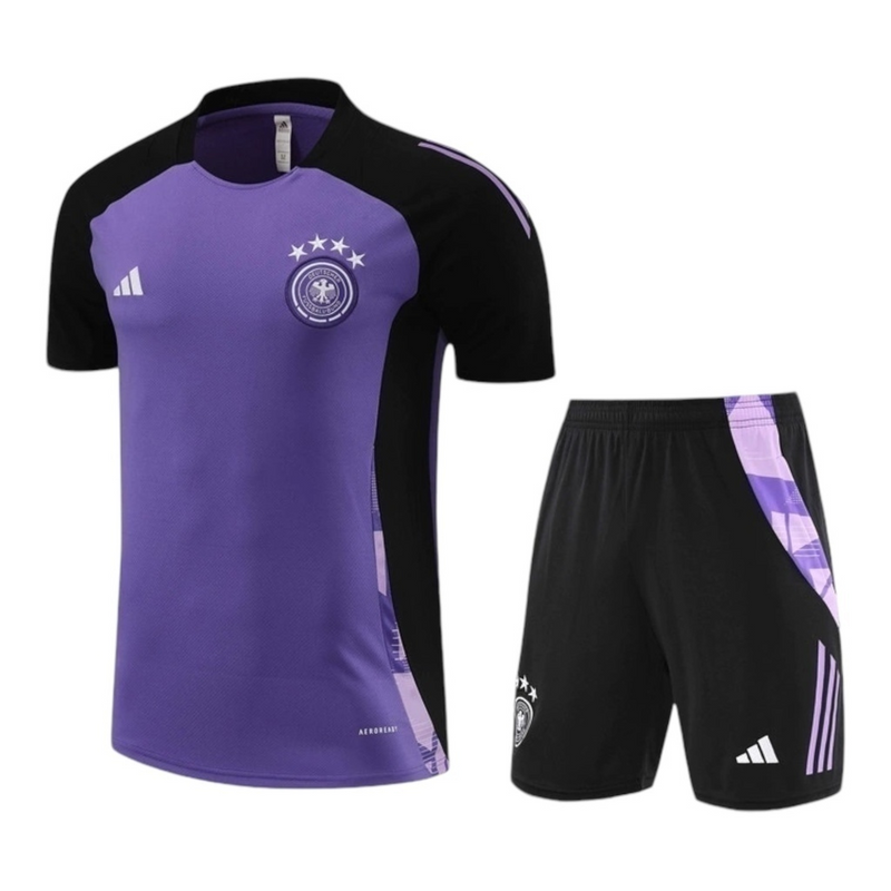 Kit Treino adulto - Camisa e Shorts - Seleção Alemanha Adidas 24/25 - Roxo e preto