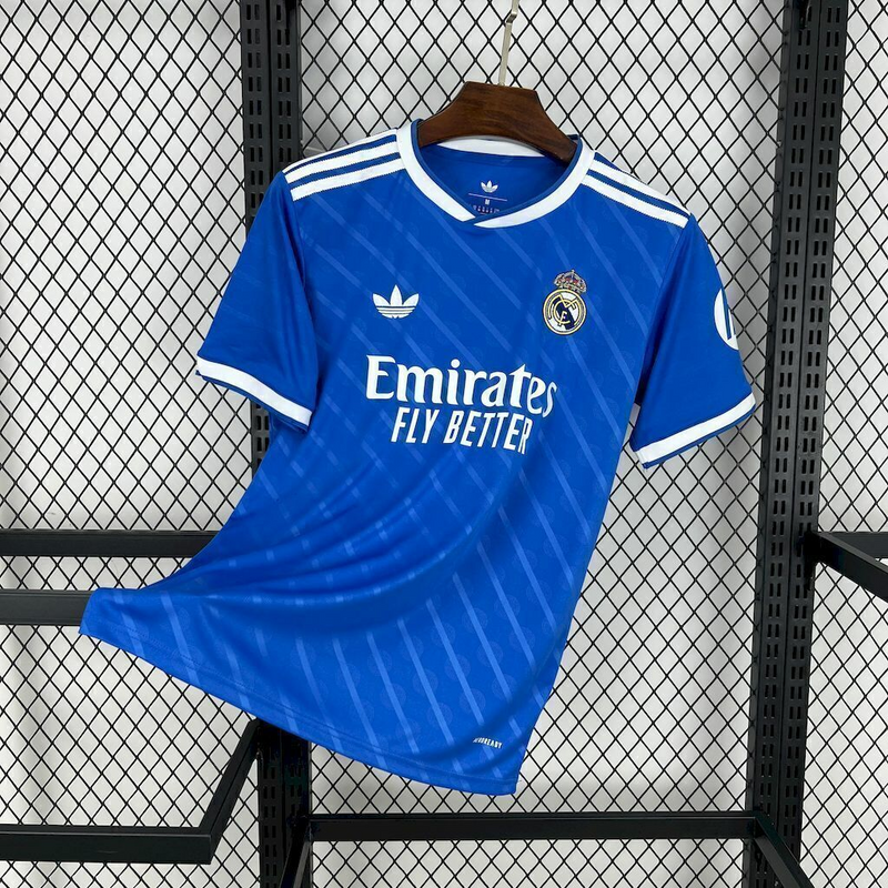 Camisa Real Madrid 3 25/26 - Torcedor Adidas Masculina - Azul com detalhes em amarelo