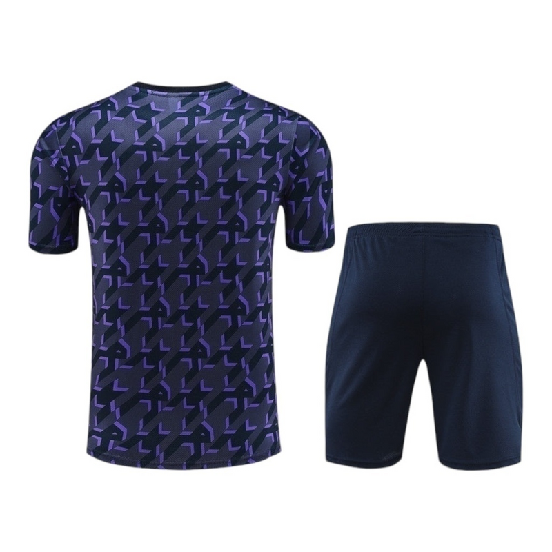 Kit Treino adulto - Camisa e Shorts - Real Madrid Adidas 24/25 - Azul com detalhes em roxo