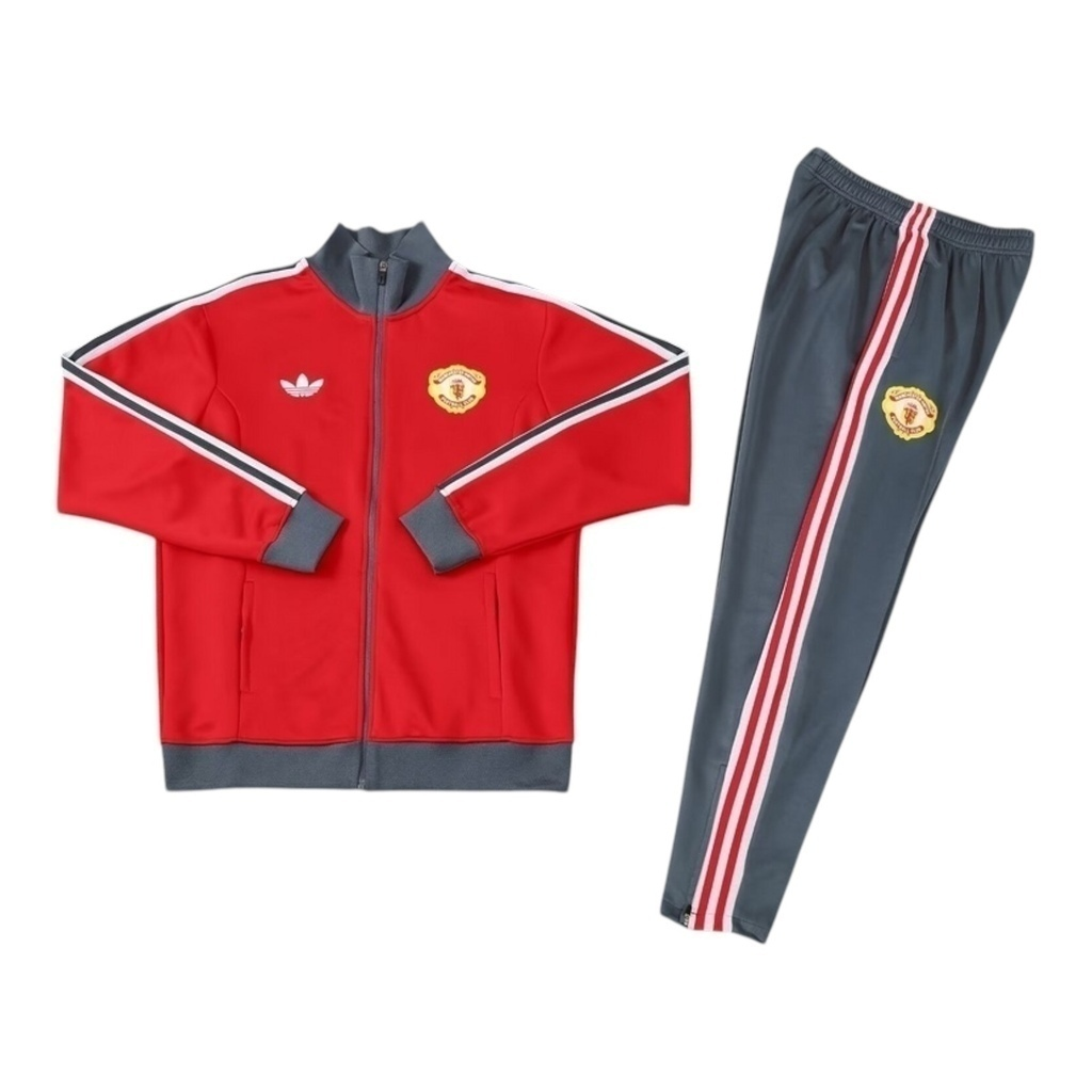 Conjunto Manchester United Treino 25/26 - Masculino Adidas - Vermelho e cinza