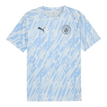 Camisa Manchester City Pré-jogo 25/26 - Torcedor Puma Masculina - Branca com detalhes em azul