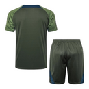 Kit Treino adulto - Camisa e Shorts - Paris Saint-Germain Jordan 24/25 - Verde com detalhes em azul
