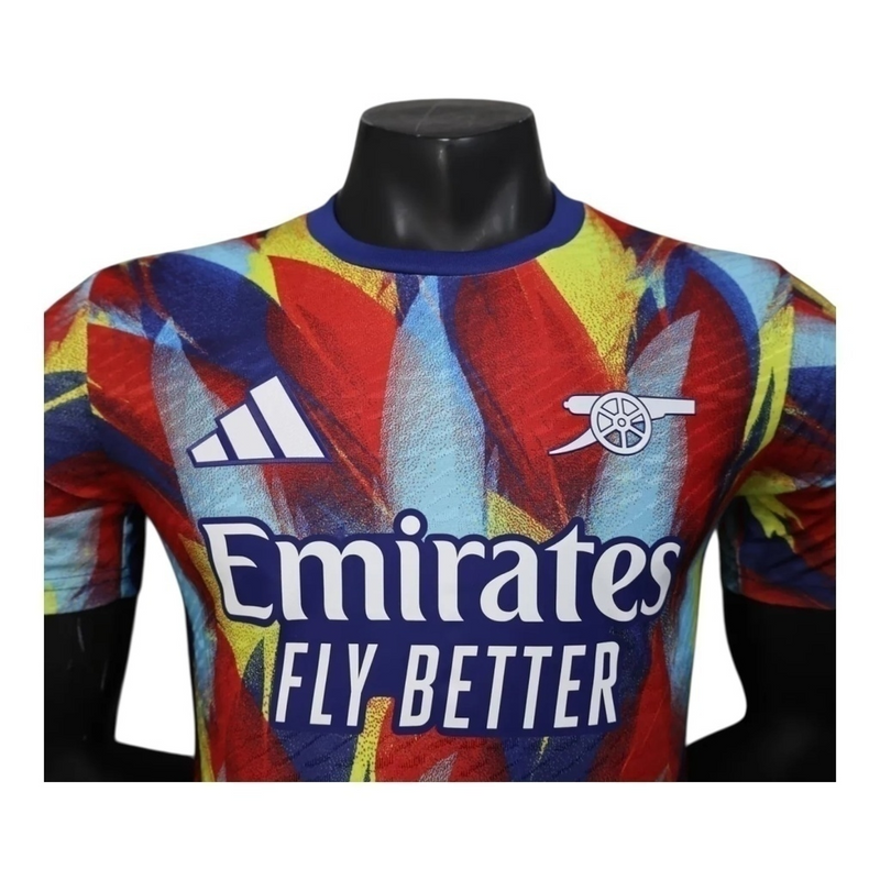 Camisa Arsenal Pré-jogo 25/26 - Jogador Adidas Masculina - Azul e vermelha e amarela