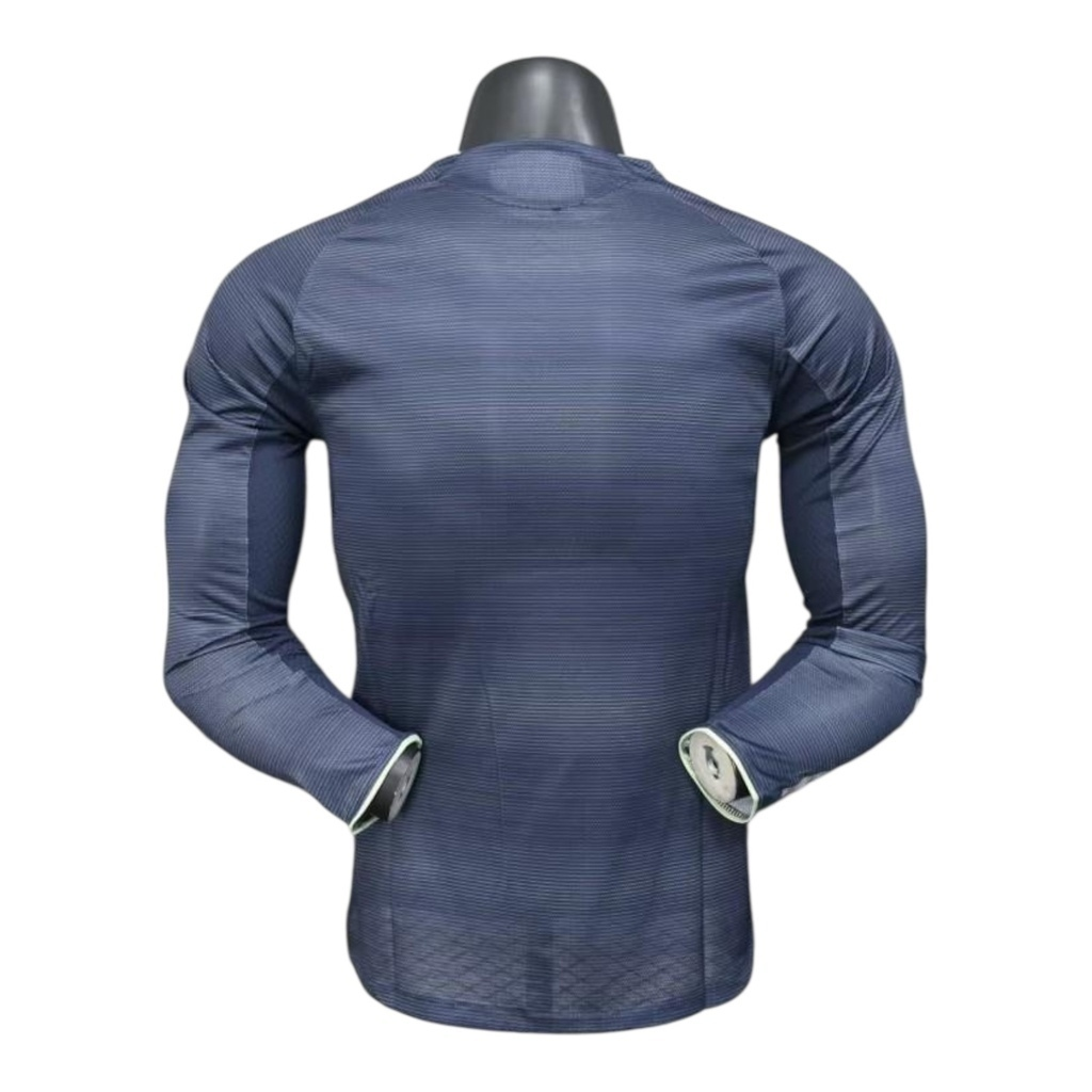 Camisa Real Madrid II 25/26 manga longa - Jogador Adidas Masculina - Azul com detalhes em amarelo