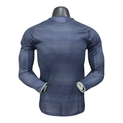 Camisa Real Madrid II 25/26 manga longa - Jogador Adidas Masculina - Azul com detalhes em amarelo