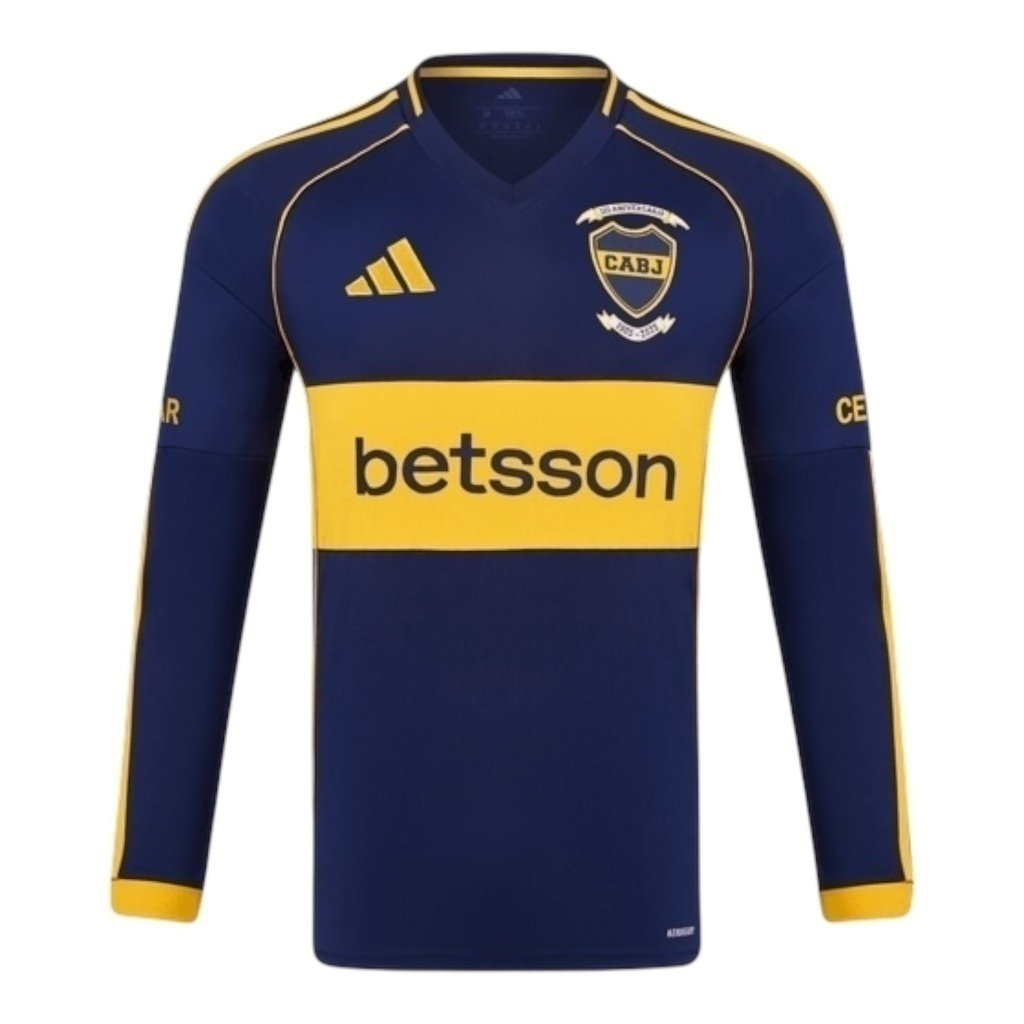 Camisa Boca Juniors I 25/26 manga longa - Torcedor Adidas Masculina - Azul com detalhes em amarelo