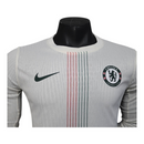 Camisa Chelsea II 25/26 manga longa - Jogador Nike Masculina - Branca com detalhes em azul e vermelho