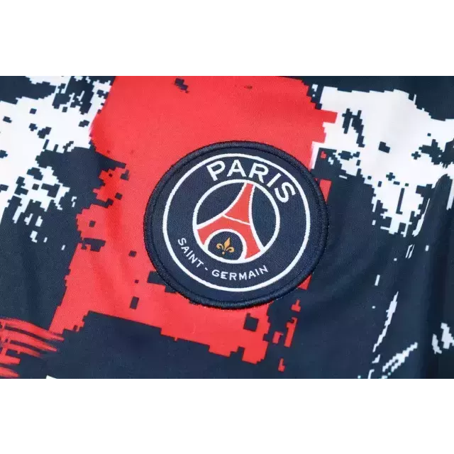 Kit Treino adulto - Camisa e Shorts - Paris Saint-Germain Nike 24/25 - Azul com detalhes em vermelho e branco