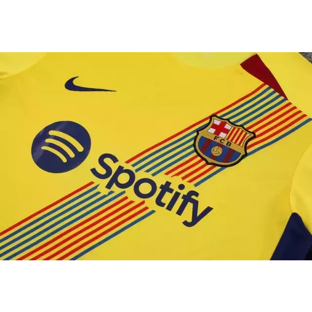 Kit Treino adulto - Camisa e Shorts - Barcelona Nike 23/24 - Amarelo e azul