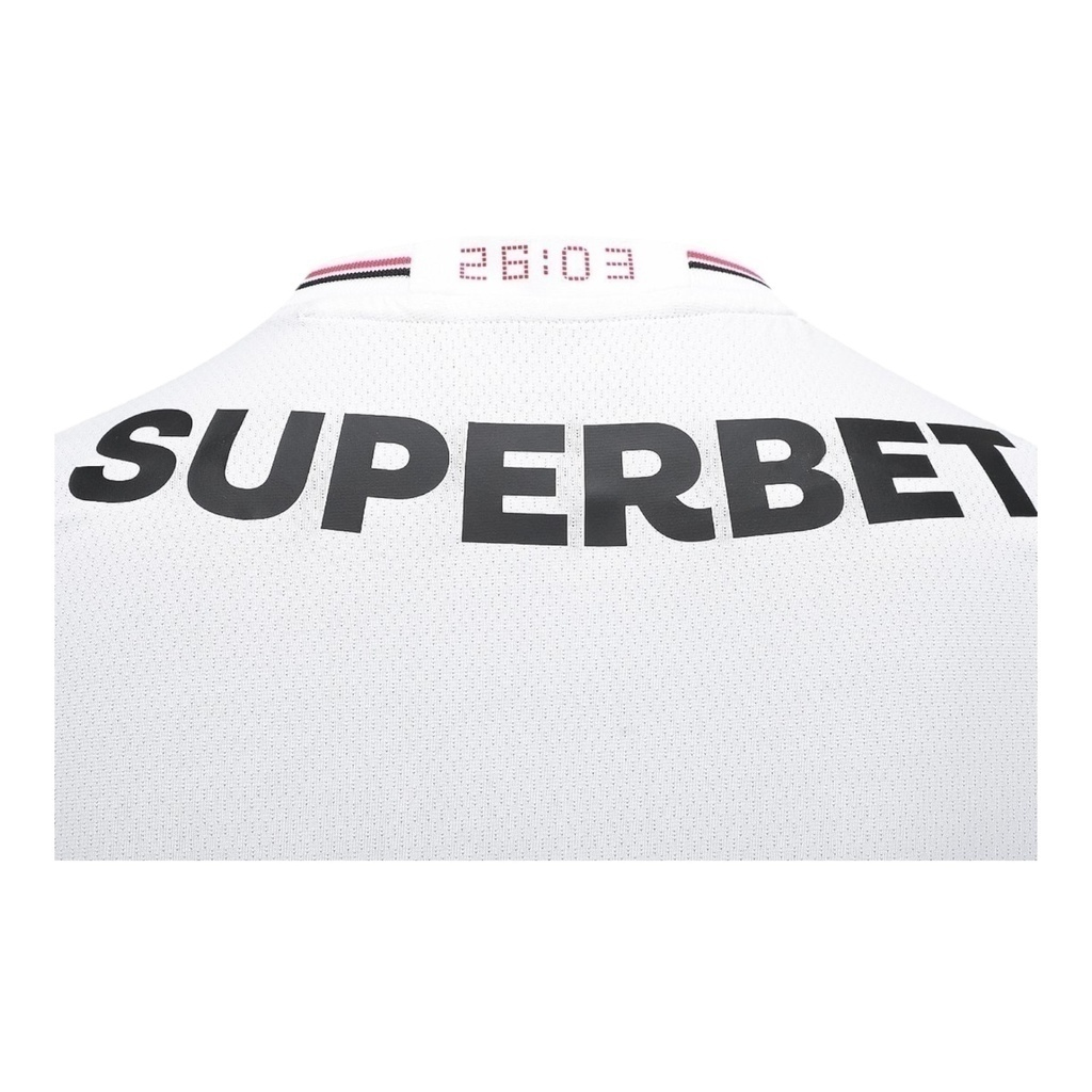 Camisa São Paulo I 25/26 - Torcedor New Balance Masculina - Branca com detalhes em vermelho e preto