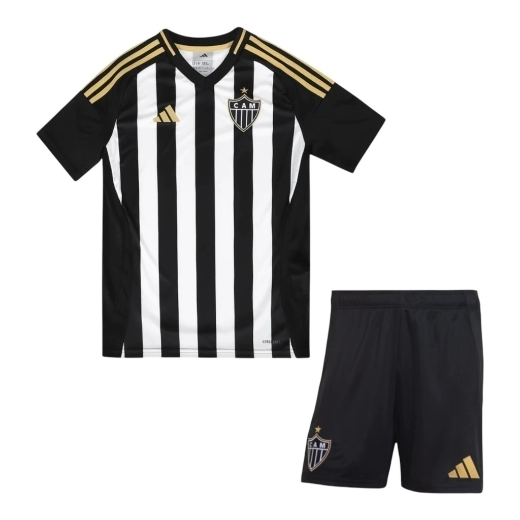 Kit Infantil Atlético Mineiro I 25/26 - Adidas - Branco e preto